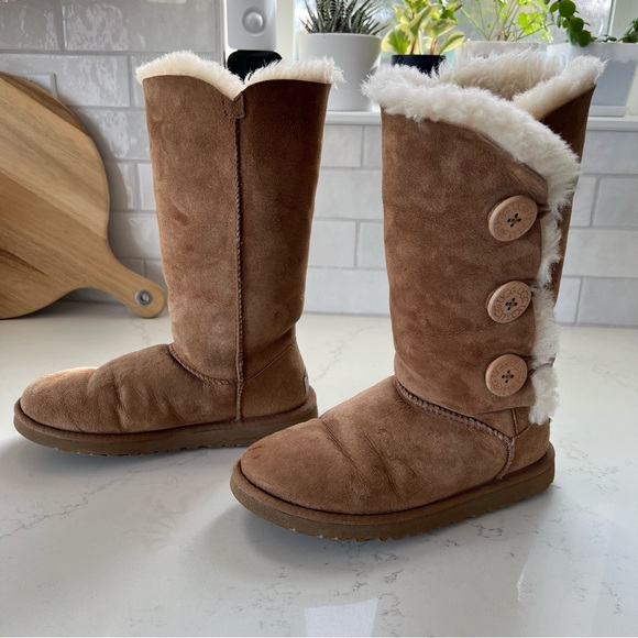 Ugg Bailey Suede Button Triplet II Water-Repellent Tall Boots - Picture 9 of 9